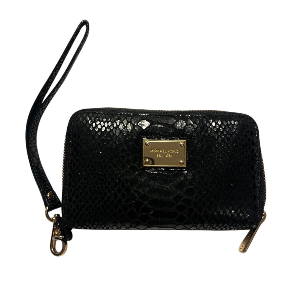 Michael Kors Black Snakeskin Wristlet